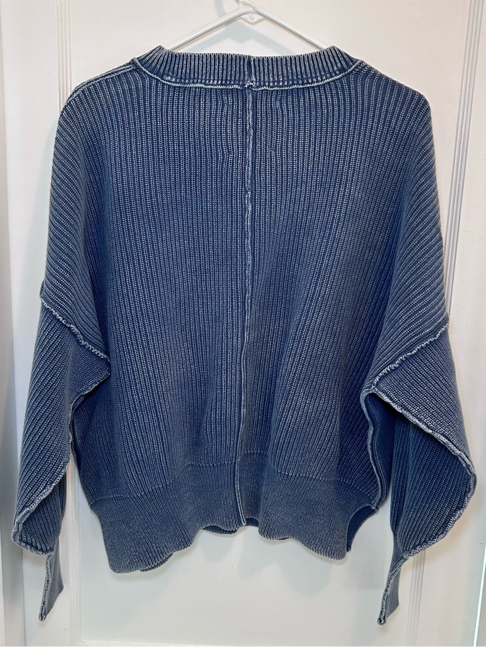Aerie Blue Knit Pullover Crewneck Oversized Cotton Sweatshirt Womens M - Picture 5 of 5